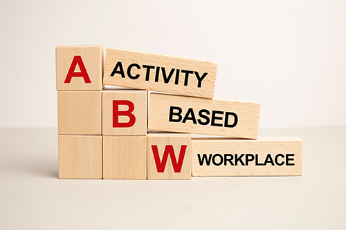 Workplace arrangements where employees worked some days a week at home and the other days at the office